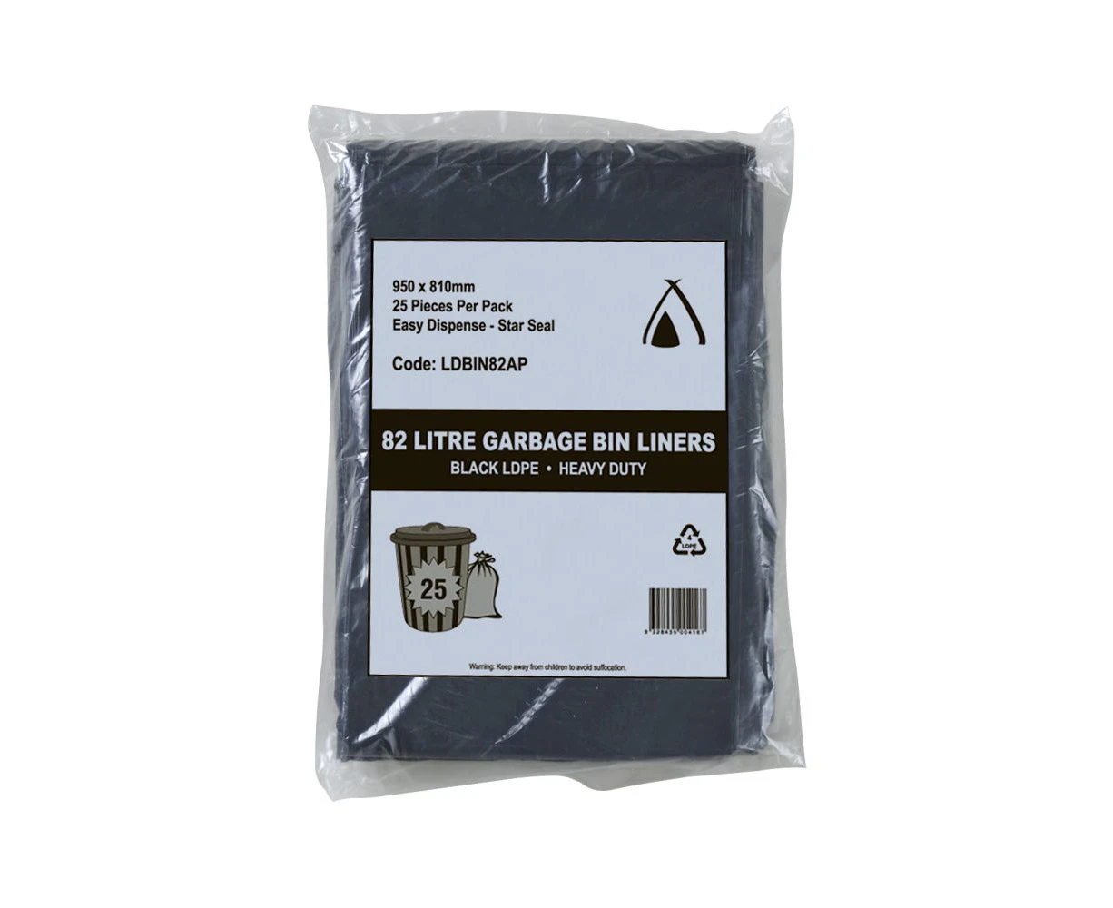 100 Pcs X 82L Black Garbage Ldpe Heavy Duty Bin Liners All Purpose Bags