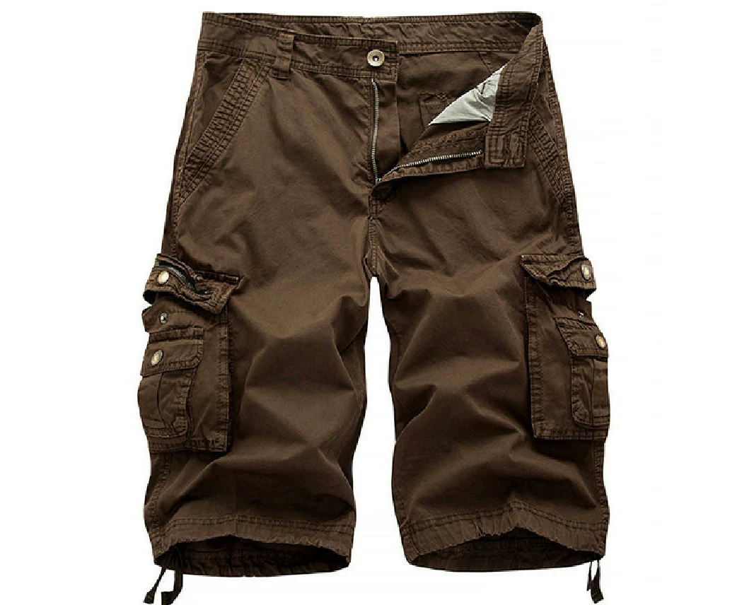 Men's Cargo Shorts Relaxed Fit Multi-Pocket Outdoor Cotton Shorts -coffee