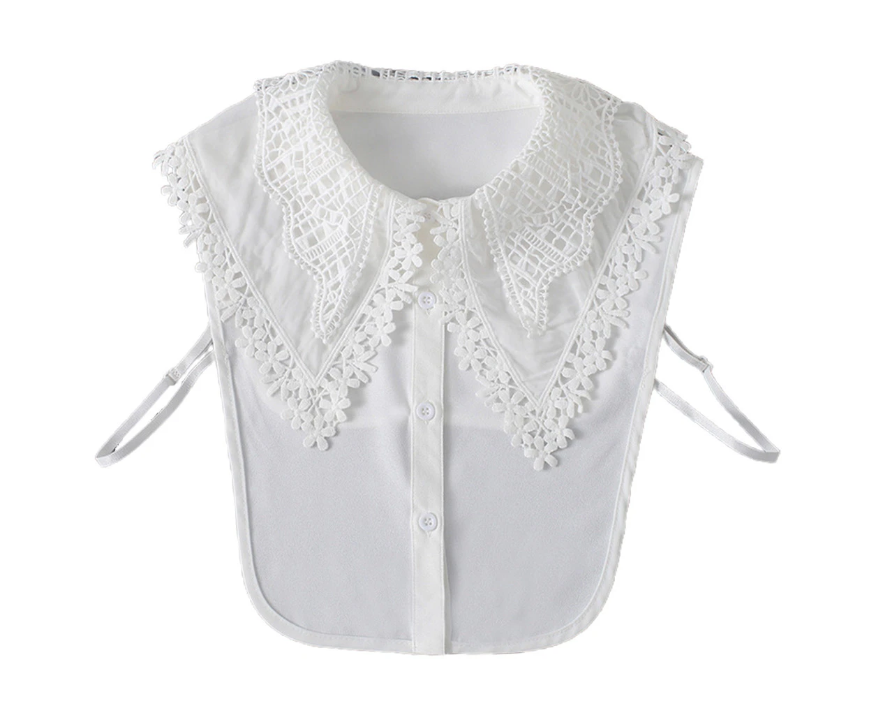 ✪ Large lace turn-up shirt with decorative collar