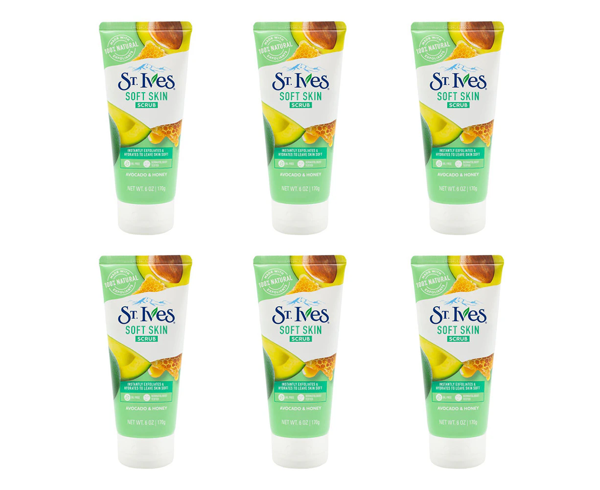 6x St Ives 170g Soft Skin Scrub Facial Cleansers Exfoliates Avocado & Honey