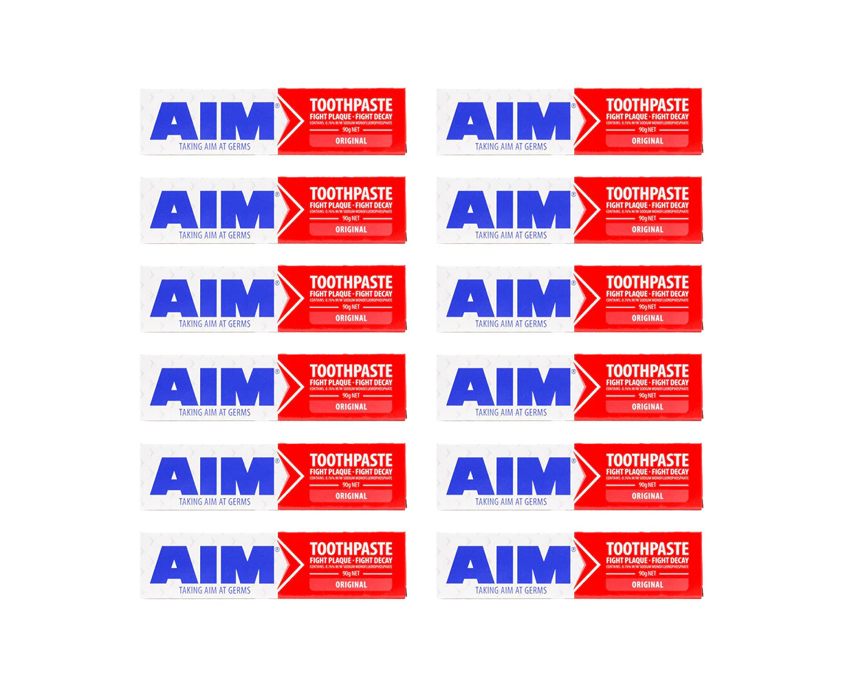 12x Aim 90g Fluoride Toothpaste Tube Original Dental Oral Care Teeth Cleaner