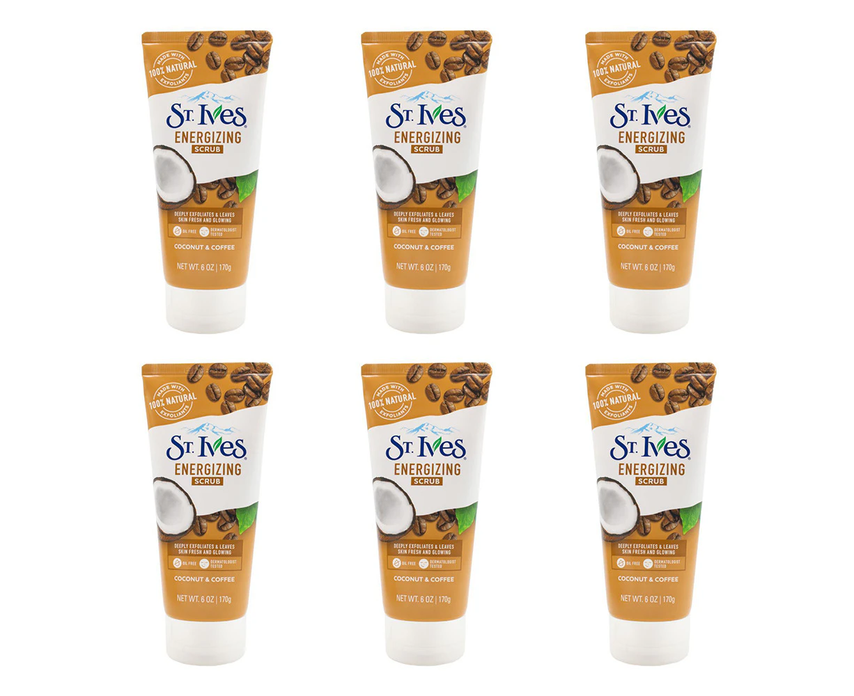 6x St Ives 170g Energizing Scrub Exfoliant Moisturizing Cream Coconut & Coffee