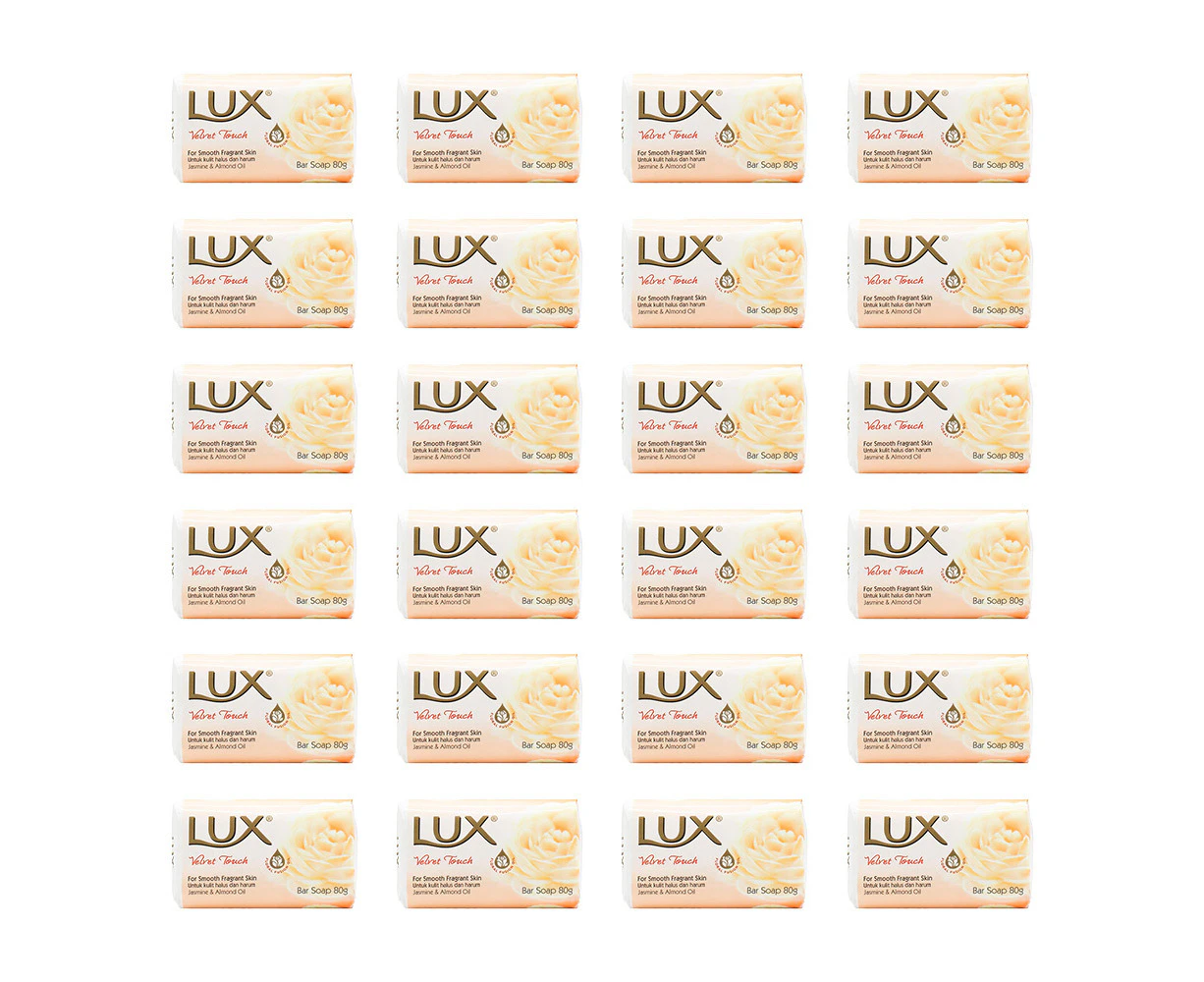 24x Lux 80g Bar Soap Jasmine & Almond Oil Shower/Bath Body Wash Velvet Touch