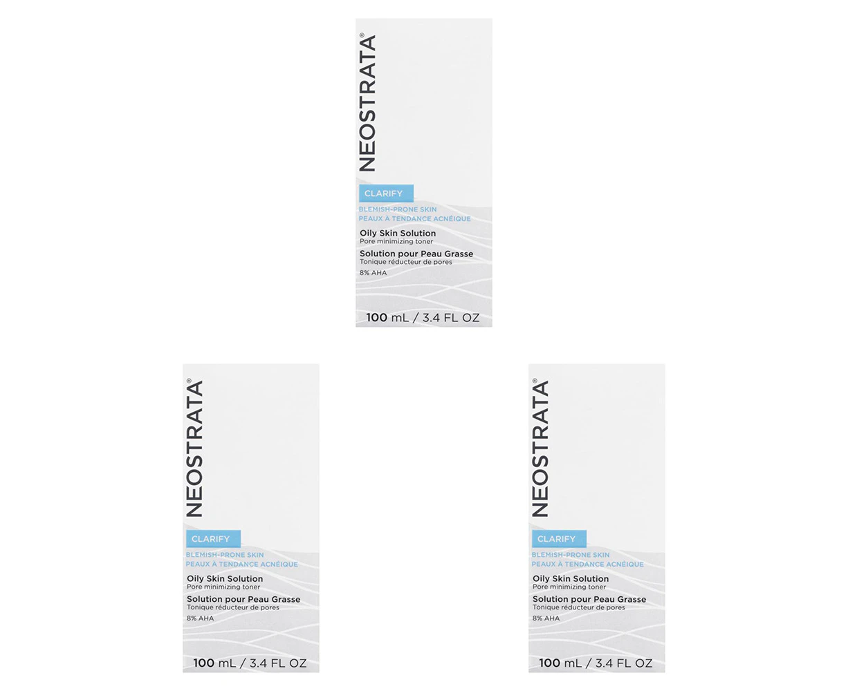 3x Neostrata 100ml Glycolic Acid Oily Blemish-Prone Skin Care Solution Clarify