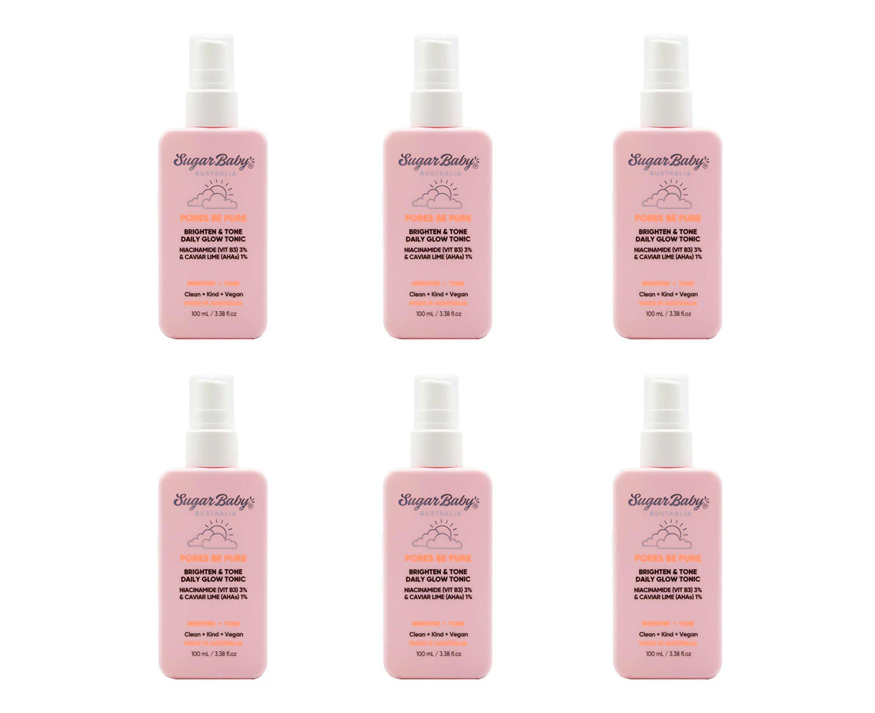 6x Sugar Baby 100ml Pores Be Pure Brighten & Tone Hydration Daily Glow Tonic