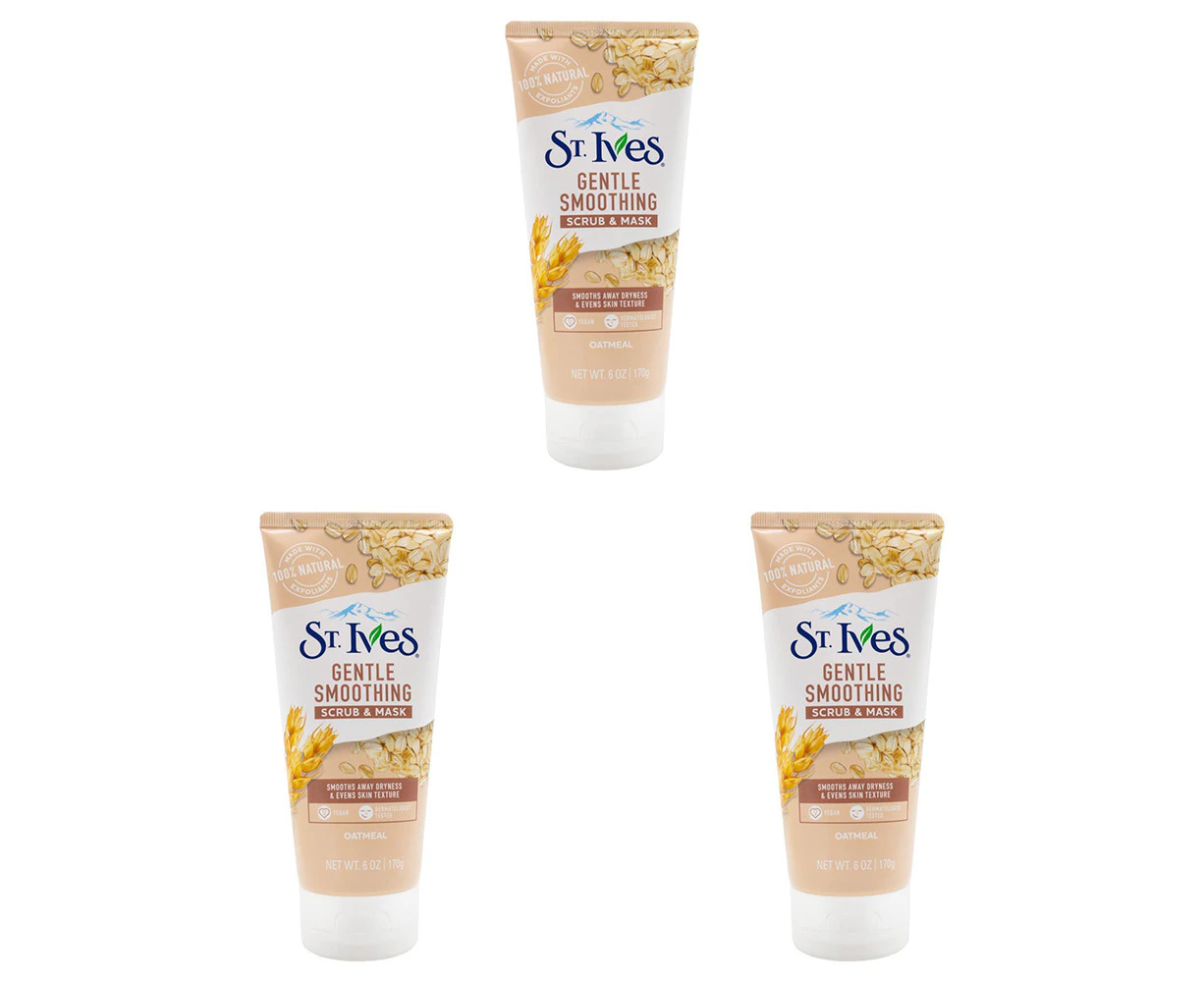 3x St Ives 170g Gentle Smoothing Scrub & Mask Moisturizing Skin Cream Oatmeal