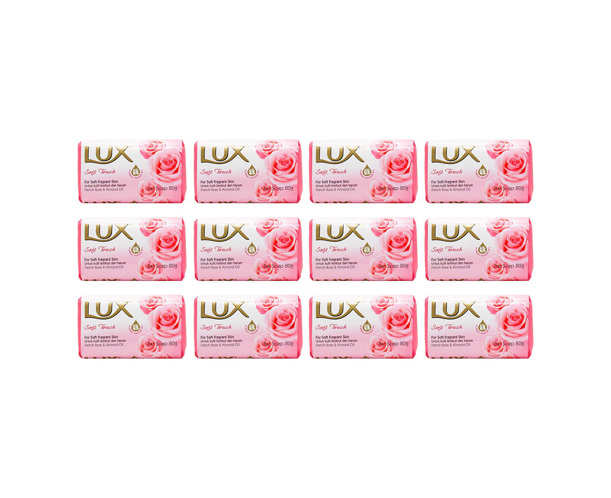 12x Lux 80g Bar Soap French Rose & Almond Oil Shower/Bath Body Wash Soft Touch