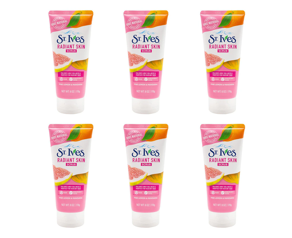 6x St Ives 170g Radiant Scrub Facial Exfoliants Cleanser Pink Lemon & Mandarin