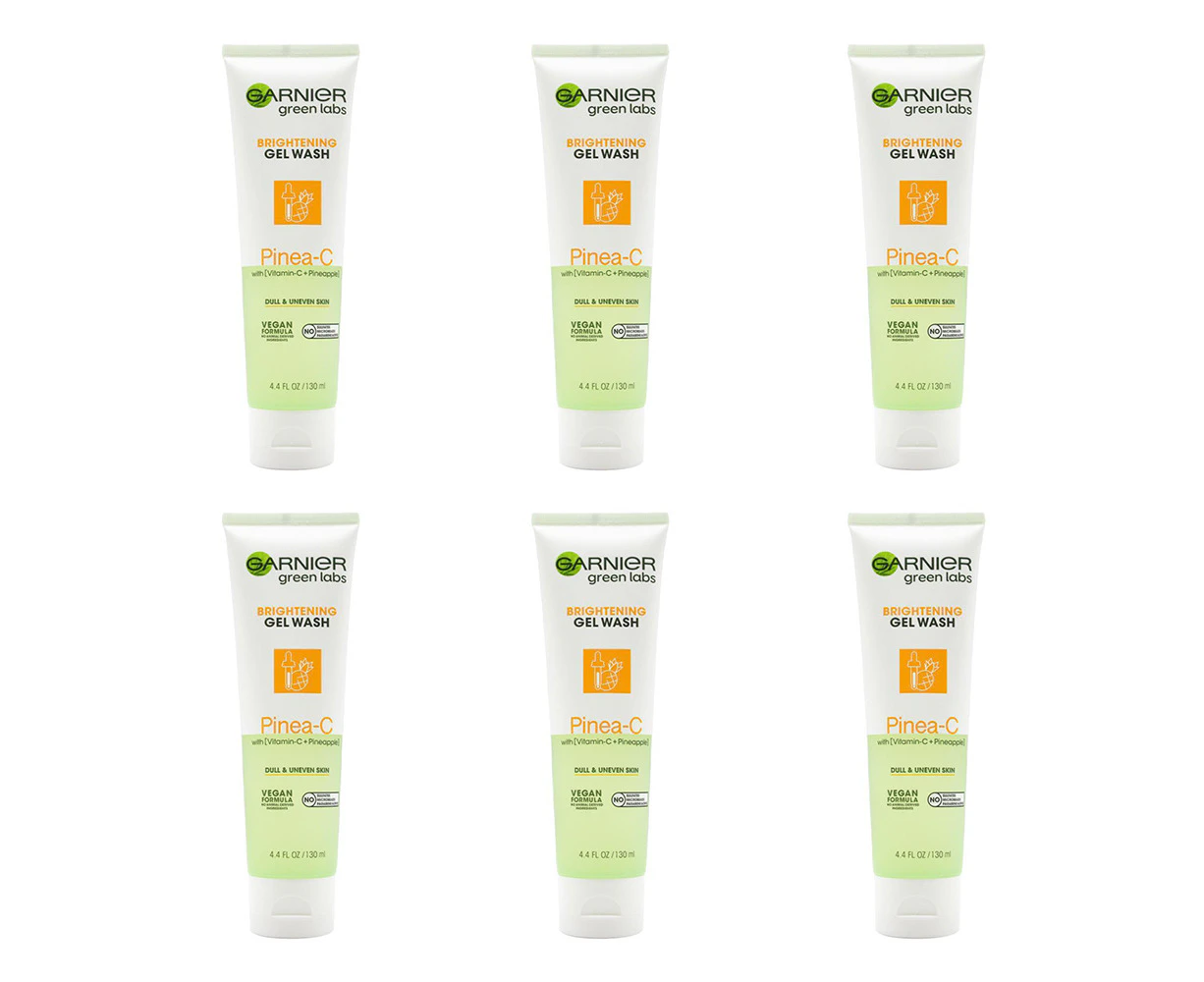 6x Garnier 130ml Brightening Gel Wash Pinea-C w/ Vitamin C Facial Skin Care