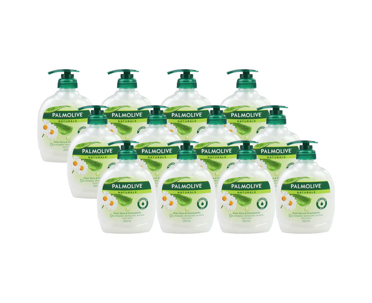 12x Palmolive 250ml Natural Liquid Hand Wash Softening Aloe Vera & Chamomile