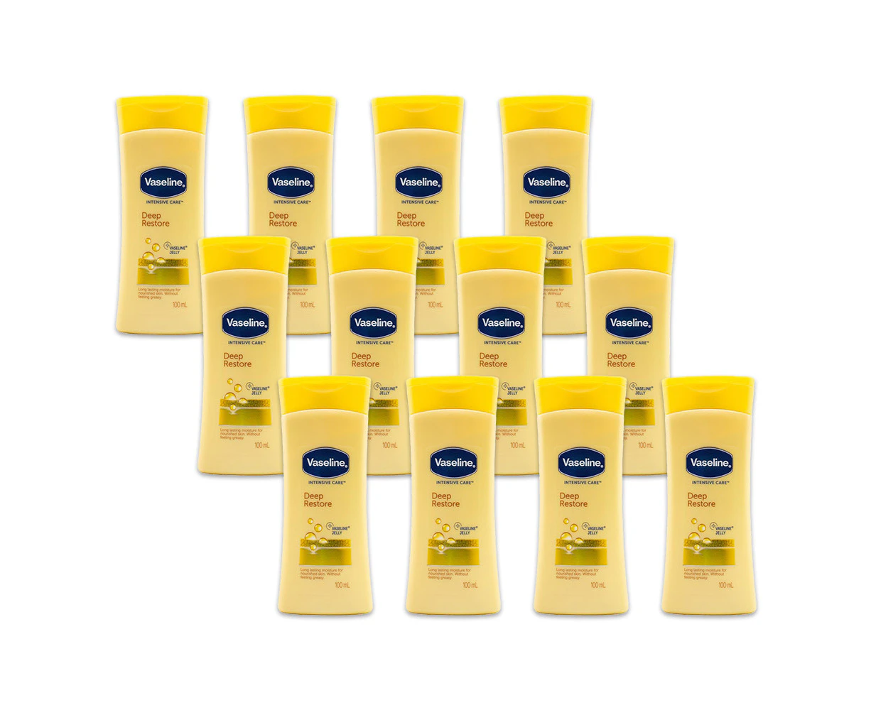 12x Vaseline 100ml Intensive Care Deep Restore Moisturising Lotion For Dry Skin