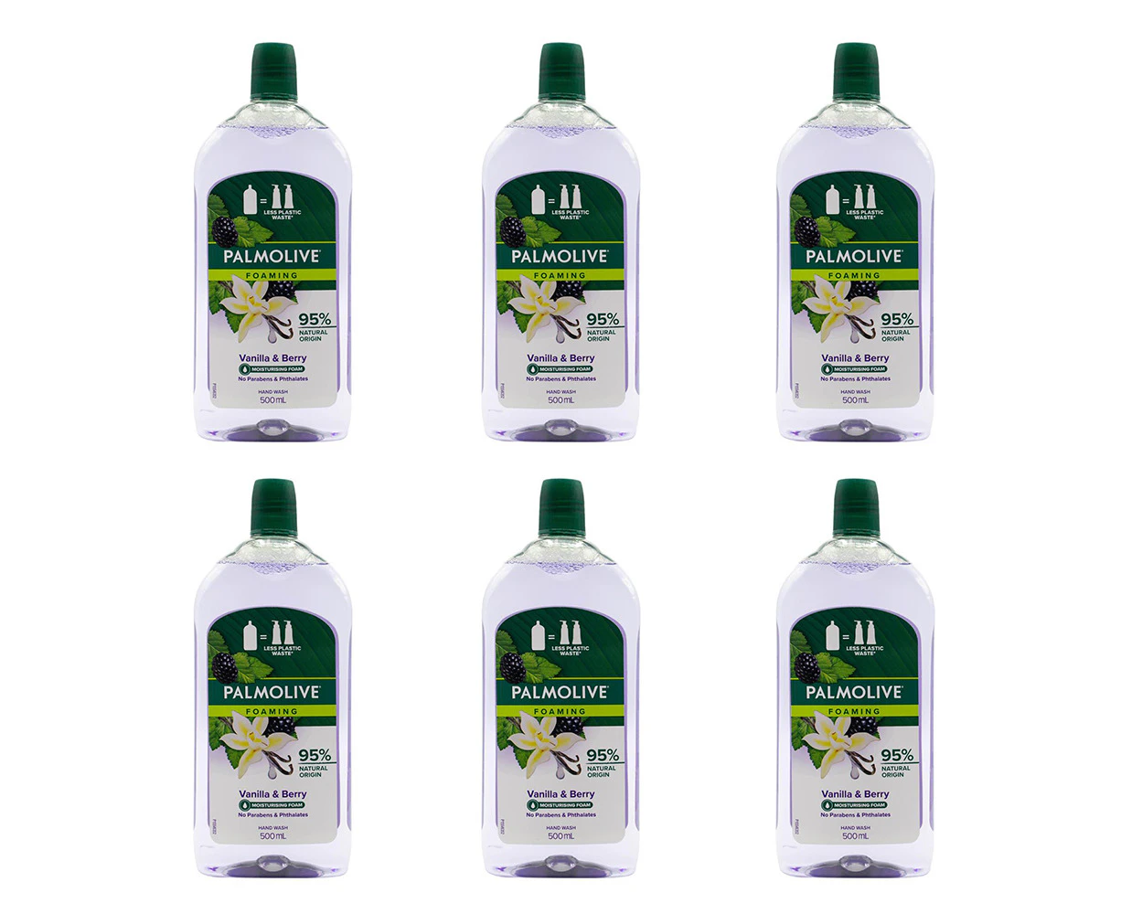 6x Palmolive 500ml Foaming Hand Wash Liquid Skin Soap Refill Vanilla & Berry