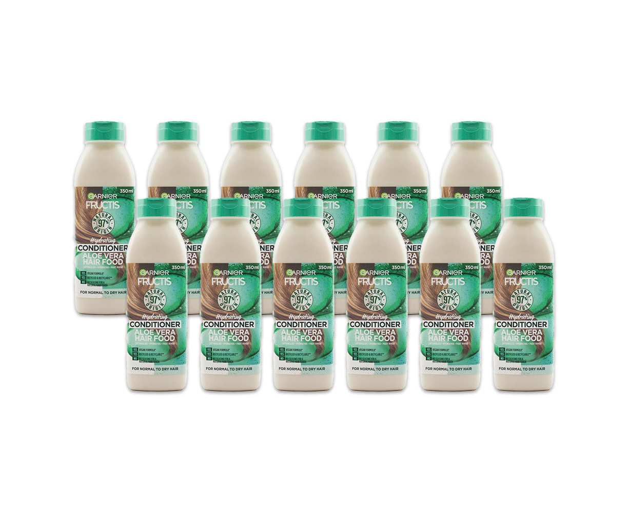 12x Garnier 350ml Fructis Conditioner For Normal/Dry Hair Hydrating Aloe Vera