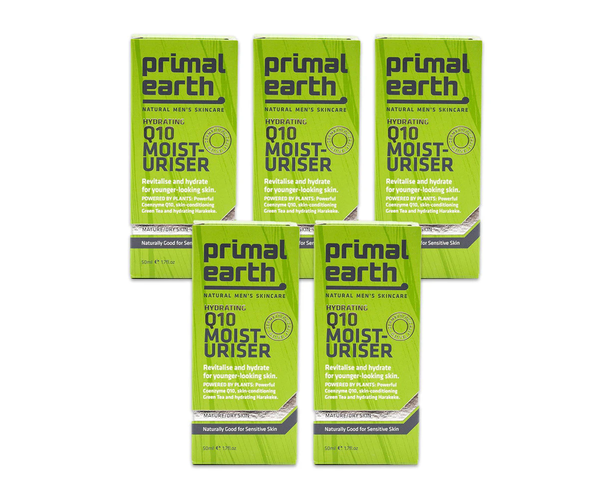 5x Primal Earth 50ml Moisturiser Natural Mens Energizing & Hydrating Skincare