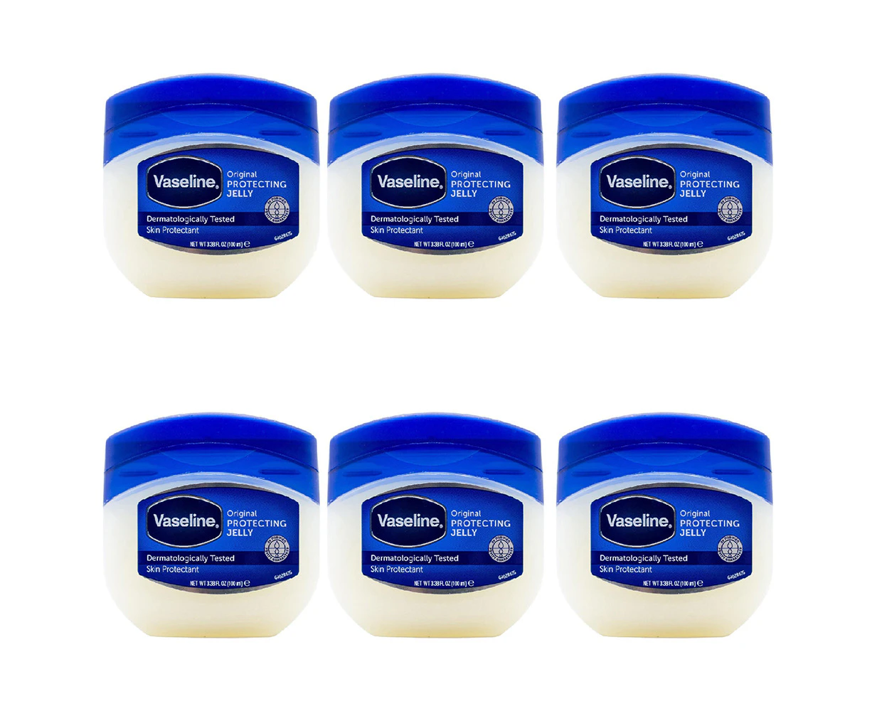 6x Vaseline 100ml Pure Petroleum Jelly Jar Hand/Face/Body Moisturiser Orginal