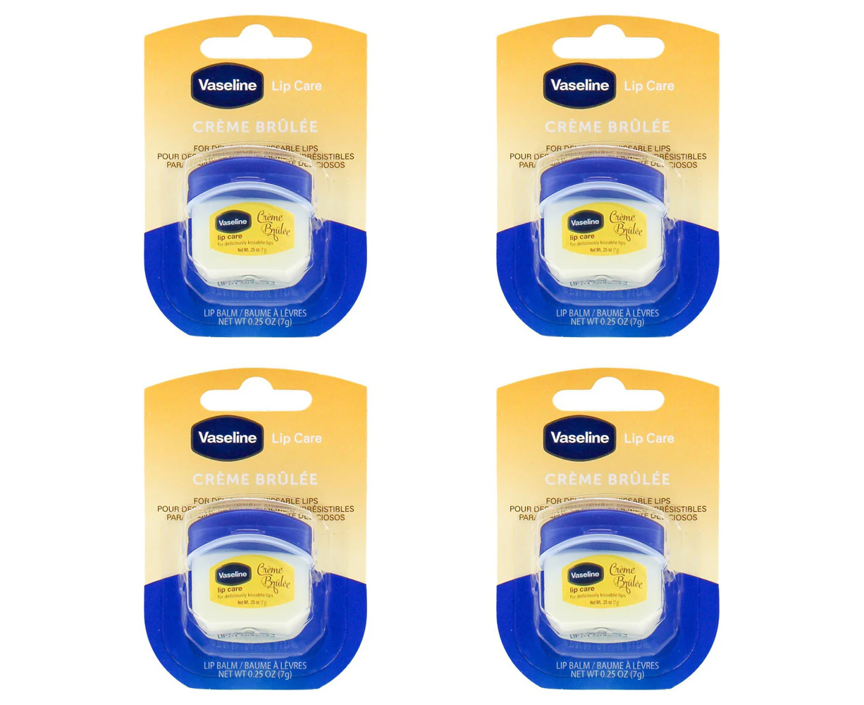 4x Vaseline Lip Therapy 7g Petroleum Jelly Moisturiser Mini Lipbalm Creme Brulee