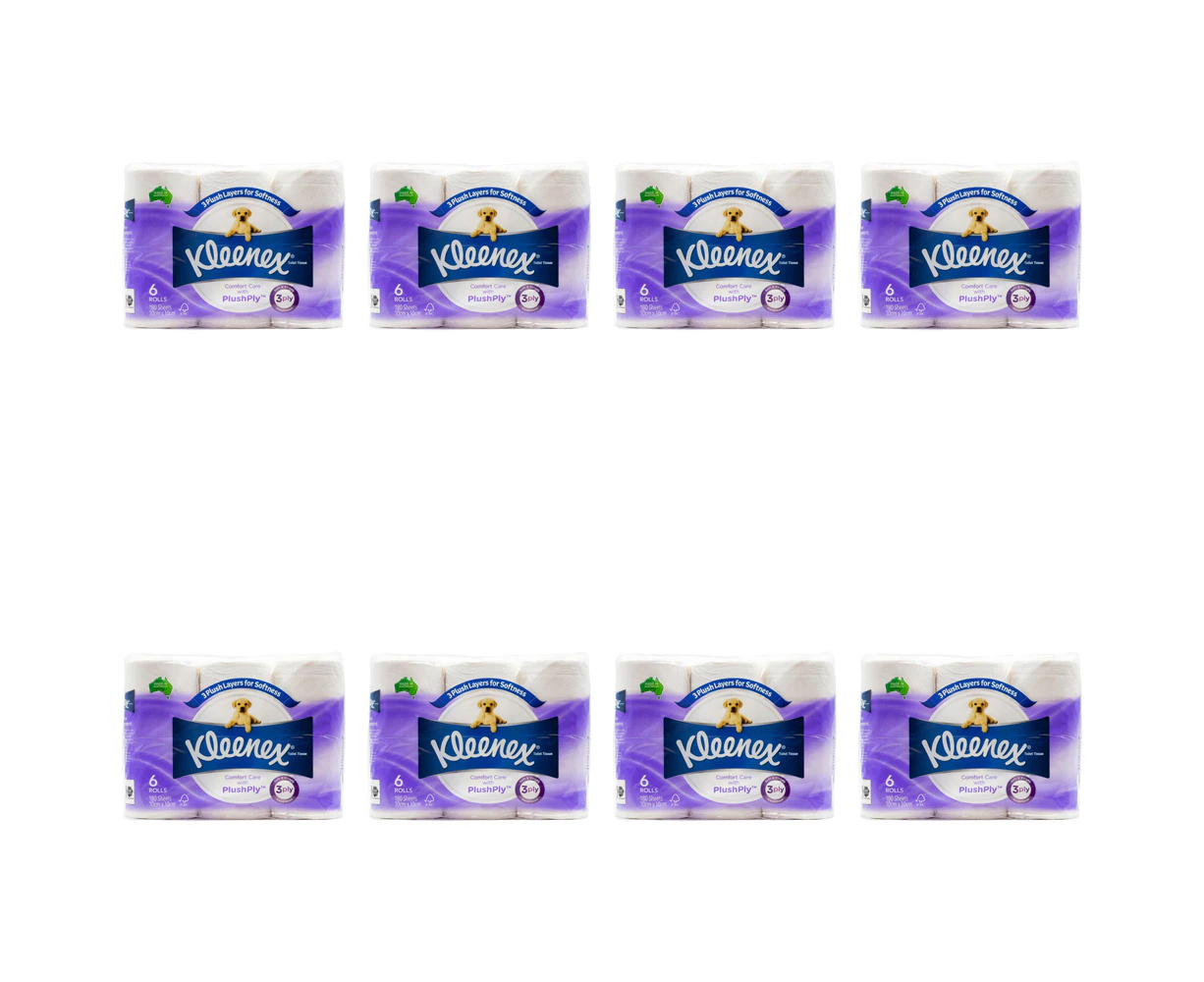 48pc Kleenex 3-Ply Toilet Paper Comfort Care Bathroom Tissue Rolls 180-Sheets