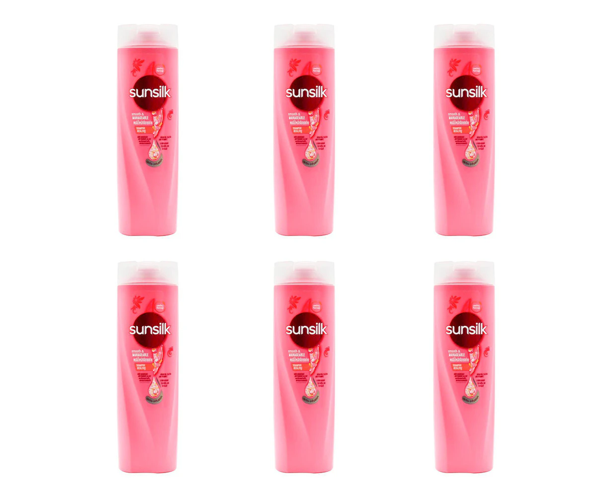 6x Sunsilk 300ml Womens Manageable w/ Argan Oil & Elastin Hair Care Shampoo