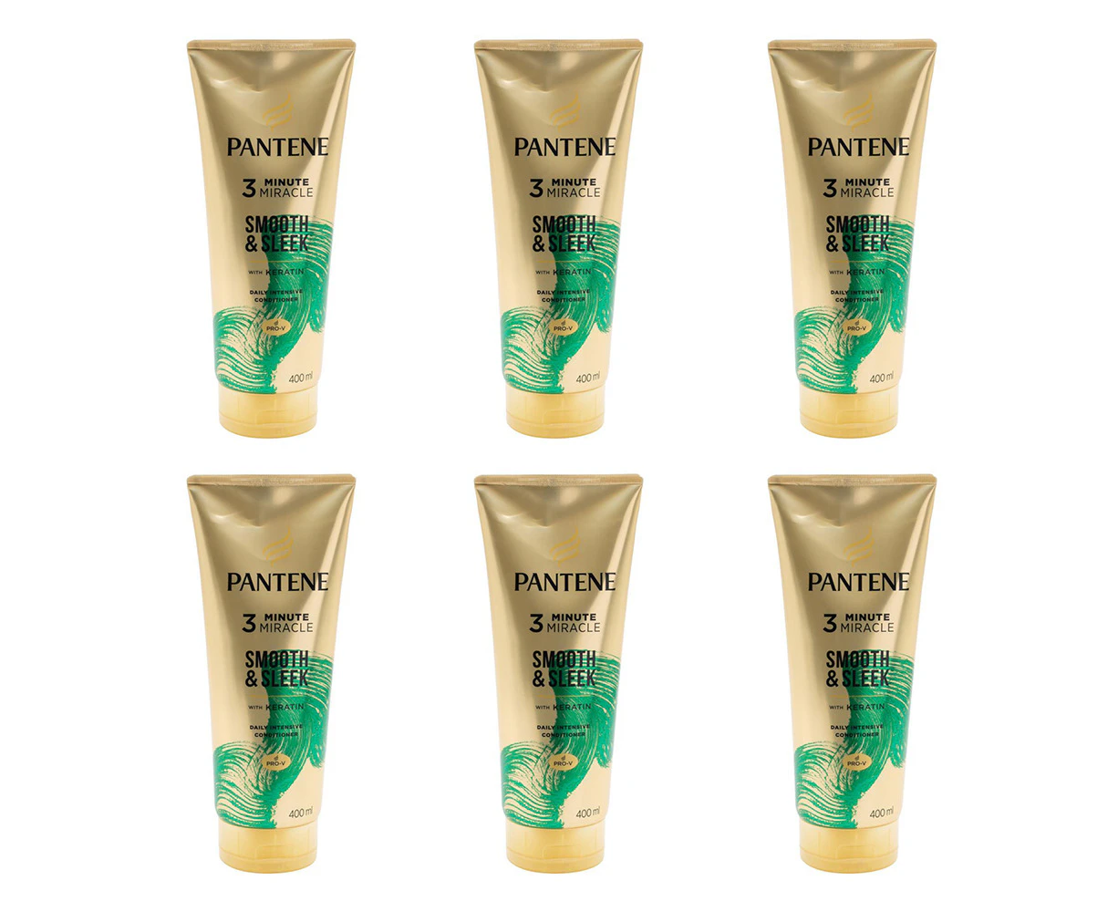 6x Pantene 400ml Conditioner 3 Minute Miracle Smooth & Sleek w/Keratin Hair Care