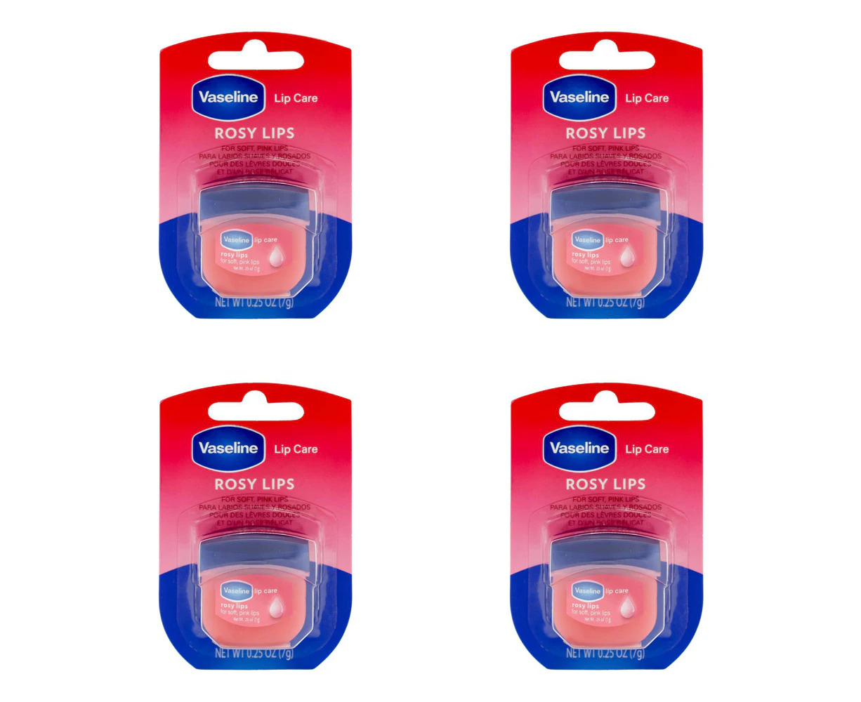 4x Vaseline Lip Therapy 7g Petroleum Jelly Moisturiser Mini Lipbalm Rosy Lips