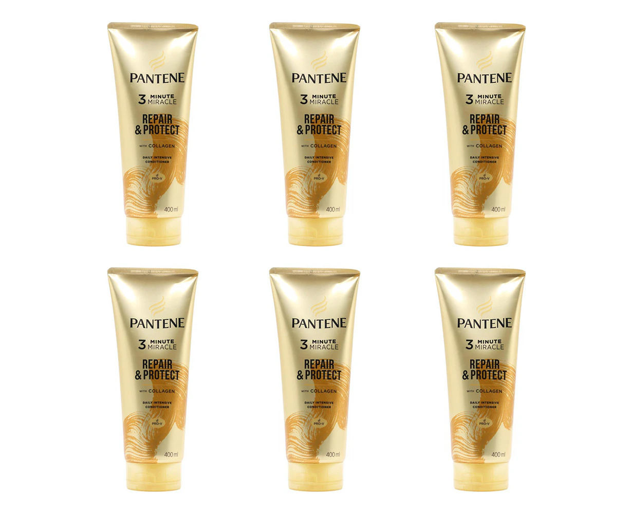 6x Pantene 400ml Conditioner Repair & Protect 3 Minute Miracle w/ Collagen