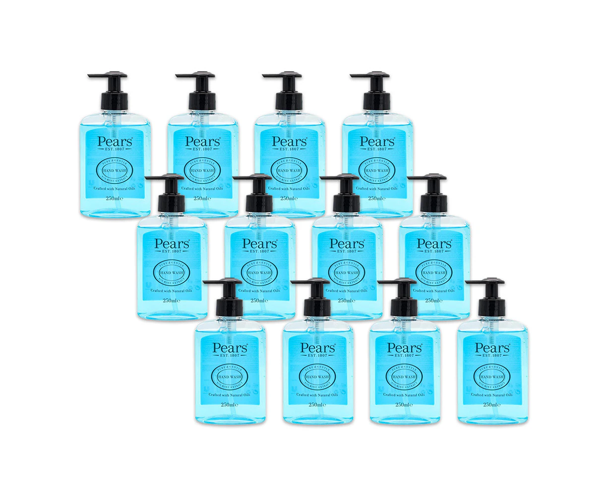 12x Pears Pure & Gentle 250ml Liquid Hand Wash Cleanser Pump w/ Mint Extracts