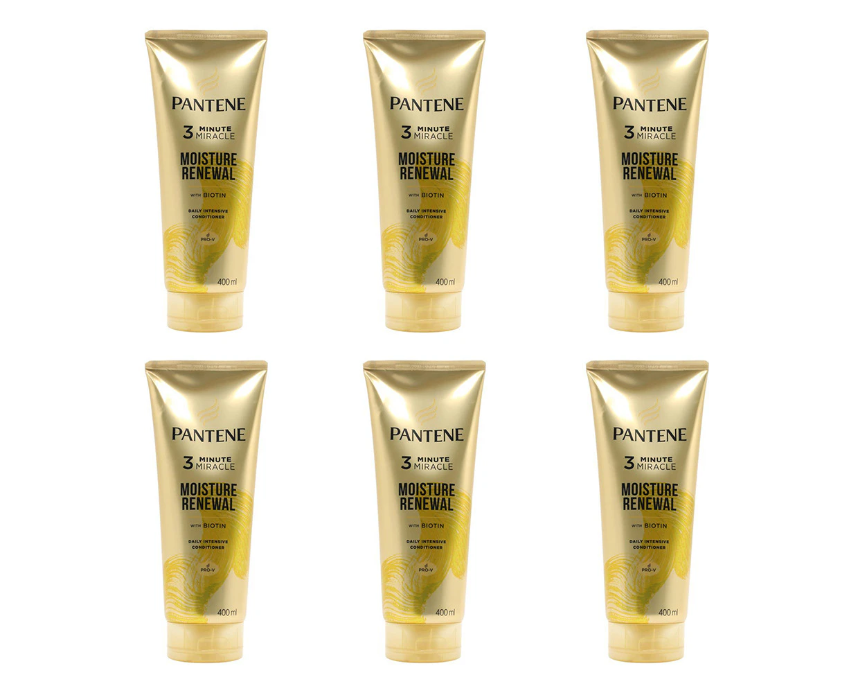 6x Pantene 400ml Conditioner 3Minute Miracle Moisture Renewal w/Biotin Hair Care