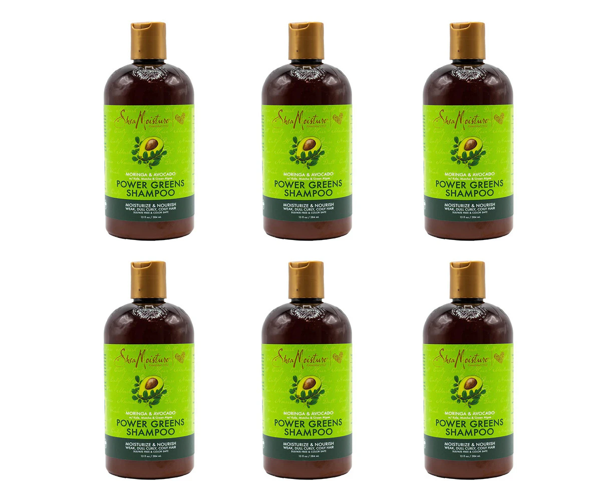 6x Shea Moisture 384ml Moringa & Avocado Shampoo w/ Kate Matcha & Green Algae