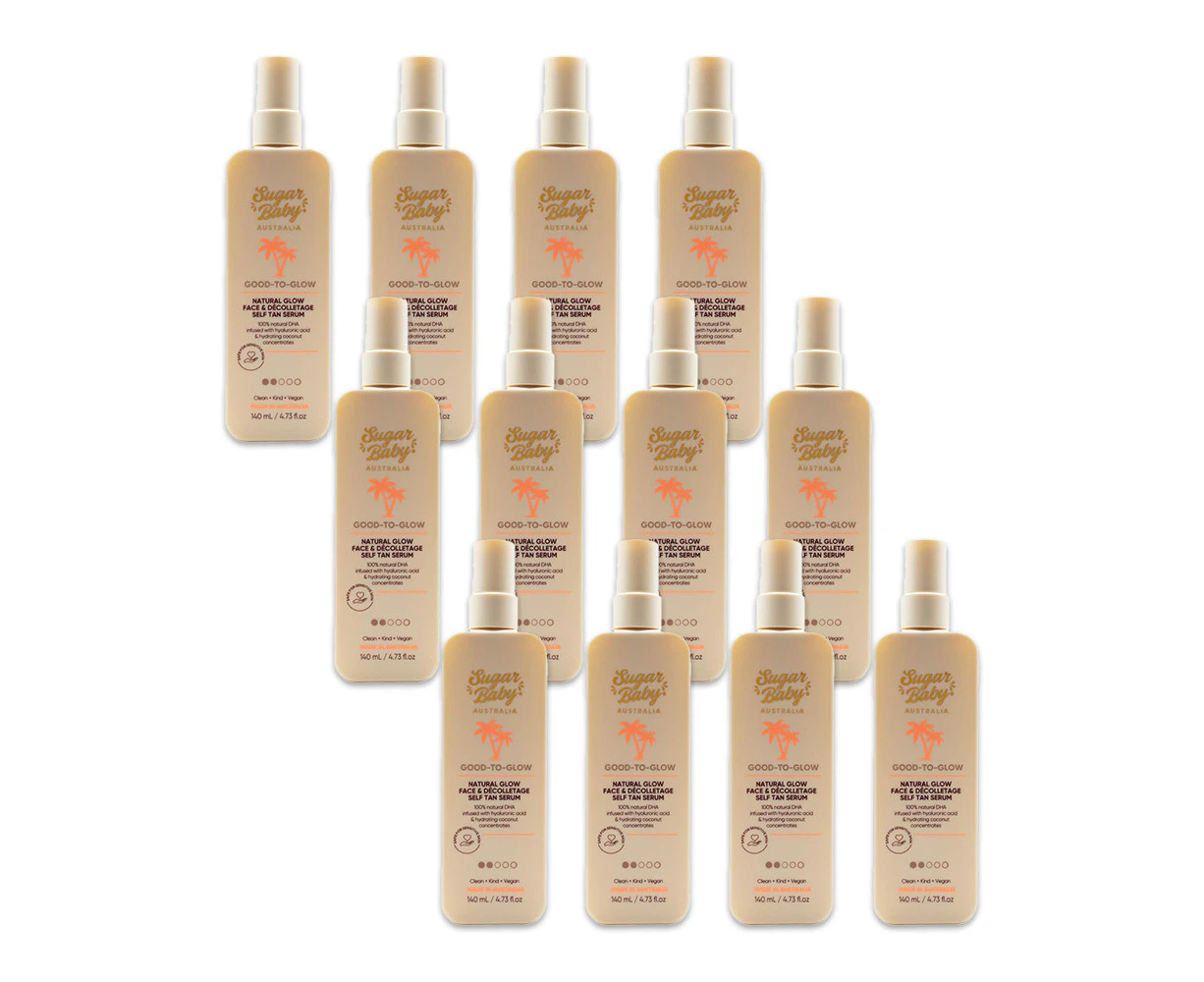 12x Sugar Baby Good To-Glow 140ml Natural Face & Decolletage Self Tan Serum