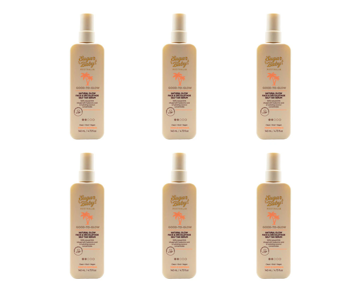 6x Sugar Baby Good To-Glow 140ml Natural Face & Decolletage Self Tan Serum