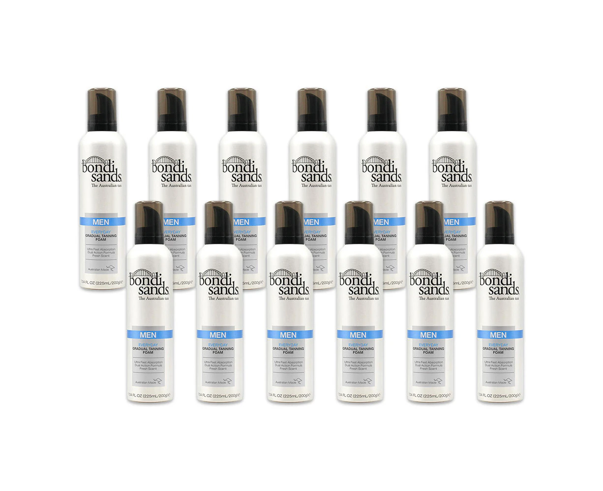 12x Bondi Sands 225ml Everyday Gradual Tanning Foam Pump For Men w/ Fresh Scent