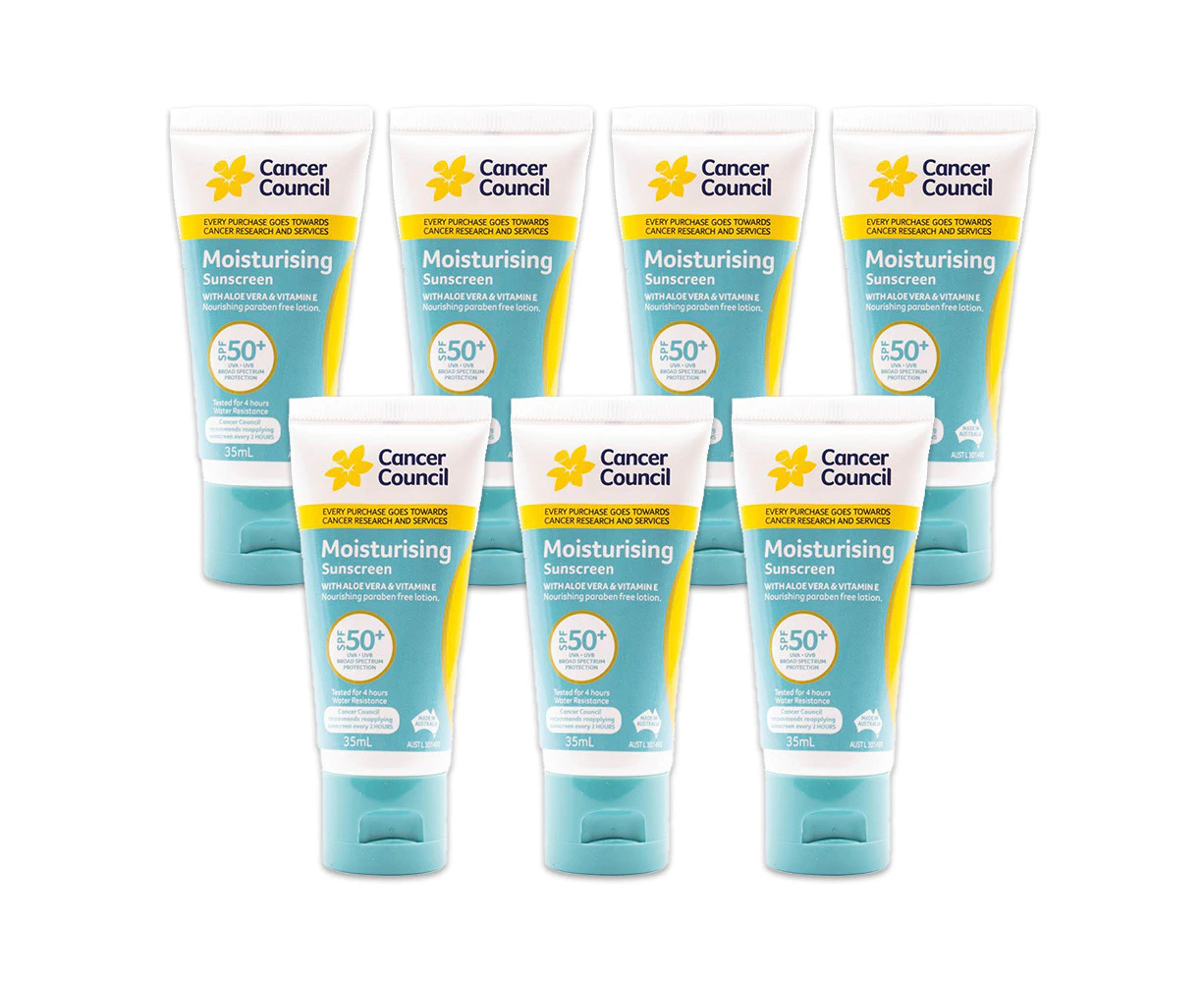 7x Cancer Council 35ml Moisturising Sunscreen SPF50+ Lotion Tube Sun Protection