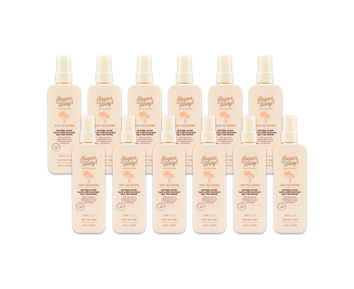 12x Sugar Baby Out Glowing 140ml Natural Glow Face & Decolletage Self Tan Water