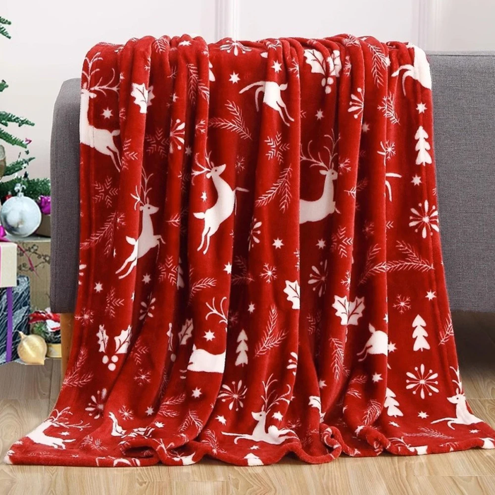 Christmas Prints Blanket Soft Throw Blanket Sofa Blanket All Year Round Home Decor - Style 1