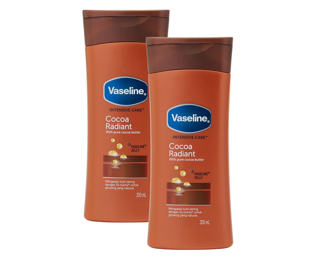 2 x Vaseline Intensive Care Cocoa Radiant Body Lotion 200mL