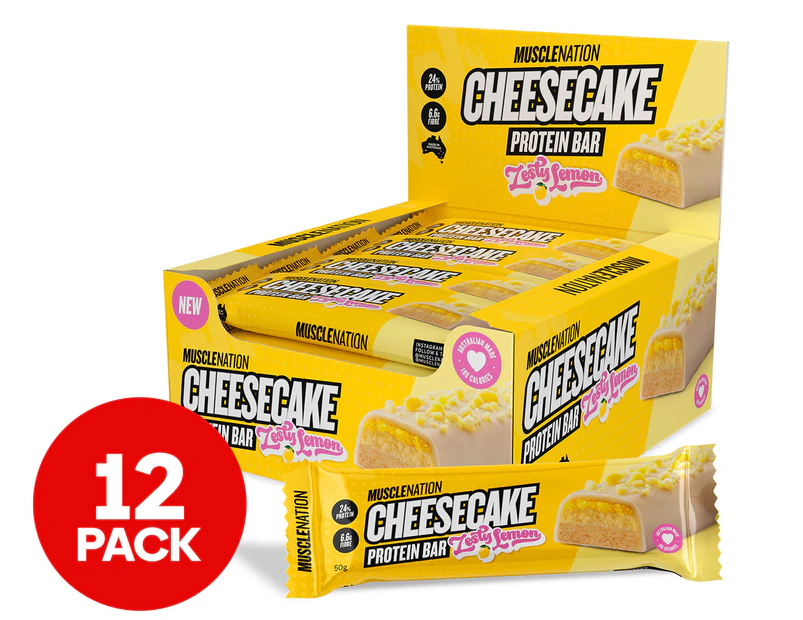 12 x Muscle Nation Cheesecake Protein Bar Zesty Lemon 60g