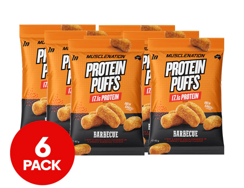 6 x Muscle Nation Protein Puffs Barbecue 60g