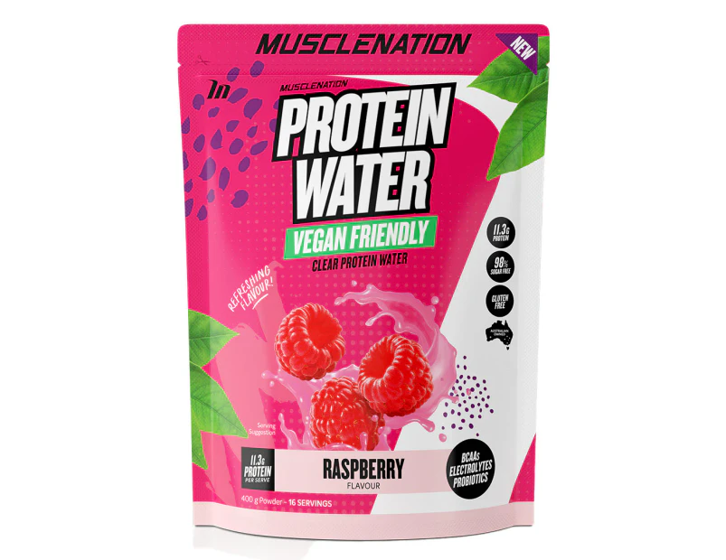 Muscle Nation Plant Protein Water Raspberry 400g / 16 Serves