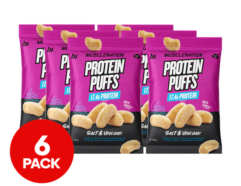 6 x Muscle Nation Protein Puffs Salt & Vinegar 60g