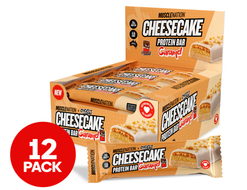 12 x Muscle Nation Cheesecake Protein Bar Caramel 50g