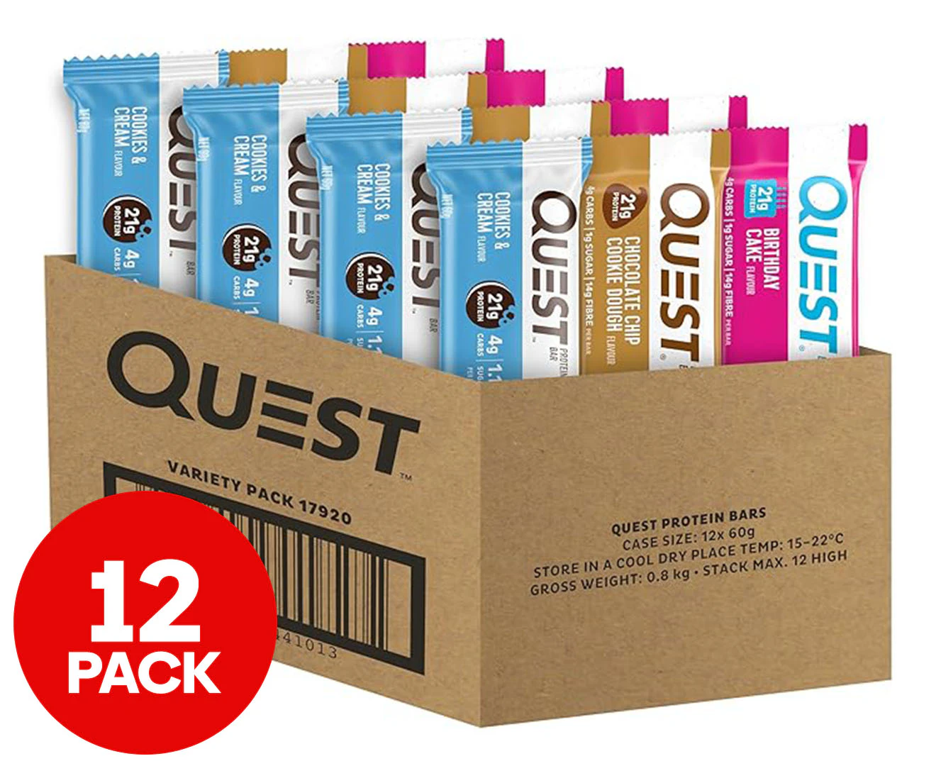 12 x Quest Protein Bars Variety Pack 60g