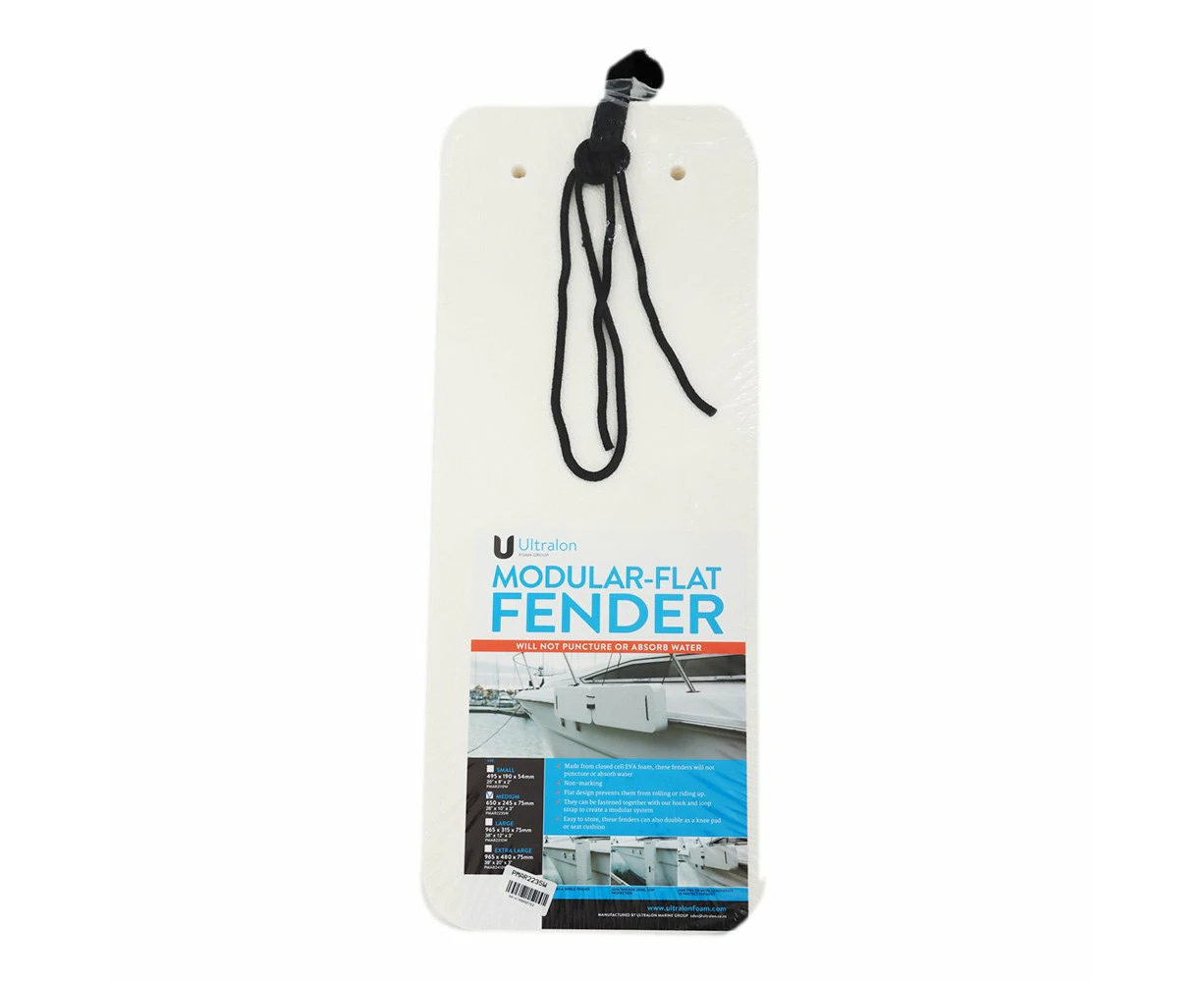 U-DEK U-FEND Flat Boat Fender White Narrow Medium