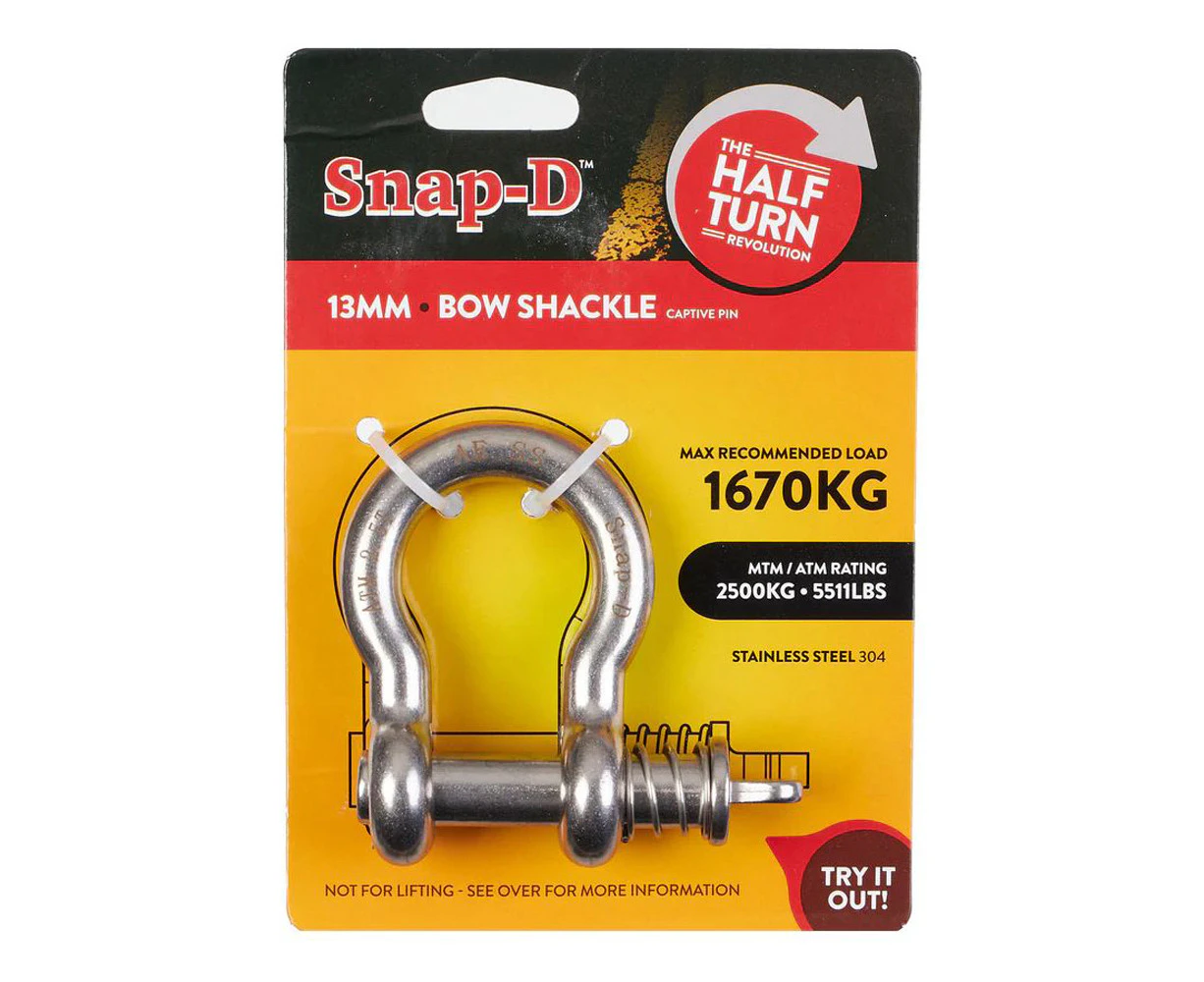 Snap-D 304 Stainless Steel Bow Shackle 13mm 1670kg