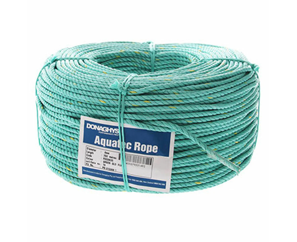 Donaghys Aquatec Rope 3-Strand 8mm x 250m Green with Gold Fleck