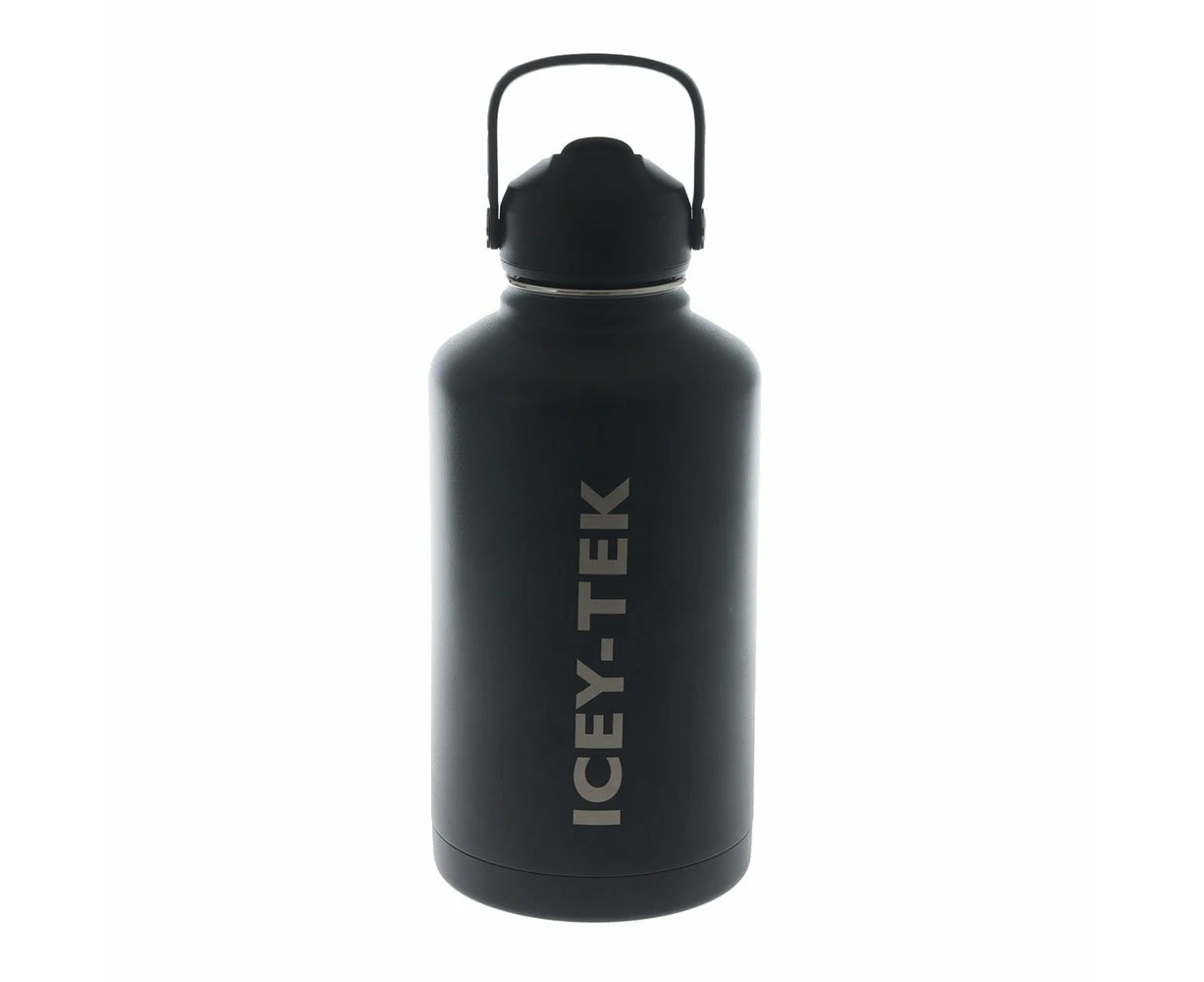 Icey-Tek Insulated Water Bottle with Straw Lid 1.9L Black