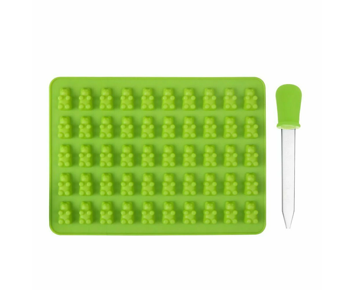 50 Cavity Silicone Gummy Bear Mold Candy Chocolate Jelly Ice Moulds Bakeware - Green