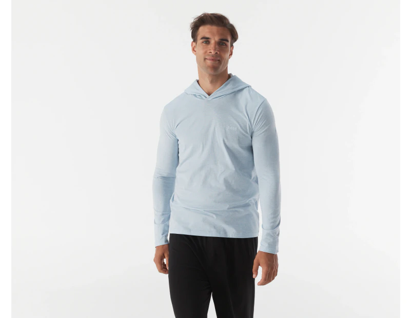 Hugo Boss Men's Long Sleeve Hooded Shirt - Light Pastel Blue