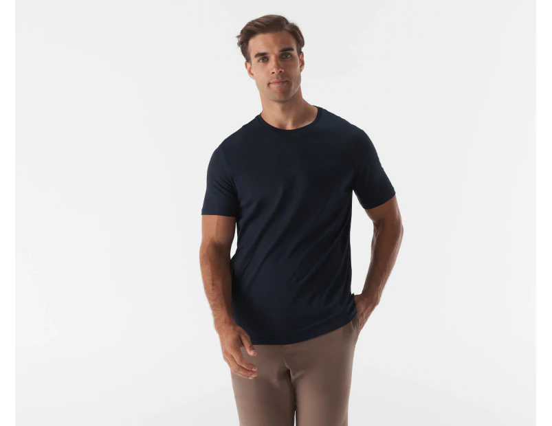 Calvin Klein Men's Solid Liquid Touch Crewneck Tee / T-Shirt / Tshirt - Dark Sapphire