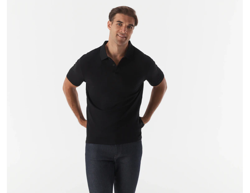 Calvin Klein Men's Solid Liquid Touch Polo Shirt - Black Beauty