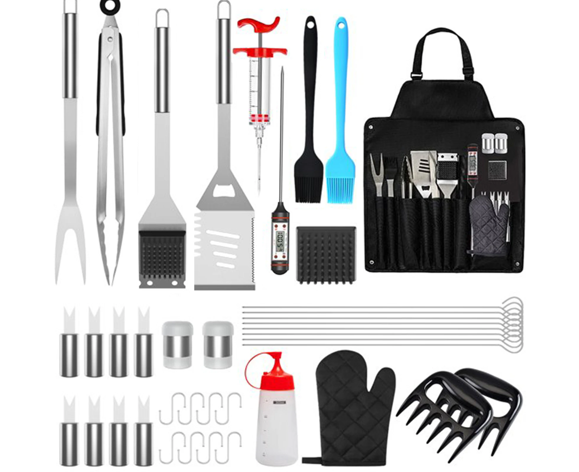 40-Piece BBQ Accessory Kit with Thermometer and Meat Injector Heavy Duty Complete Stainless Steel BBQ Tool Set with Storage Bag Best Grill  BBQ  on Birth